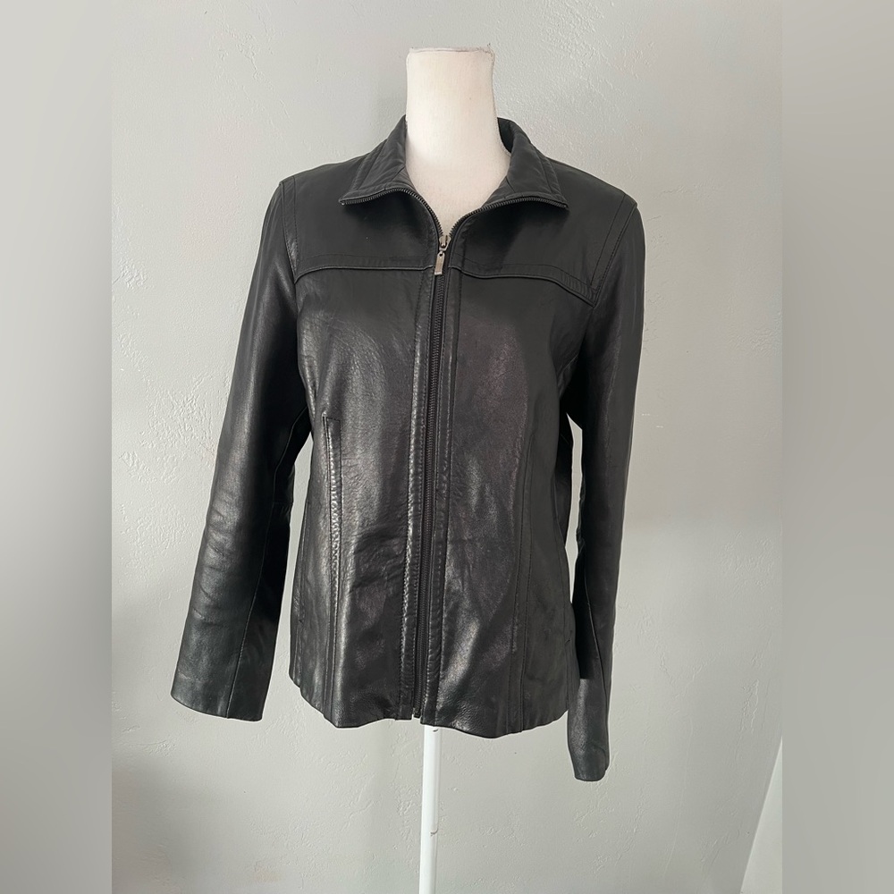 Jones New York Women's Black Leather Jacket size L